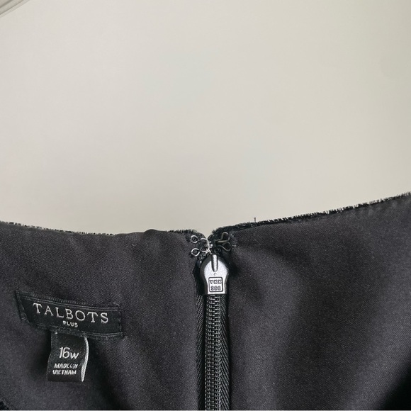 TALBOTS Black Velvet Ruched Sleeve Midi Fit & Flare Cocktail Dress LBD 16W - Picture 7 of 12